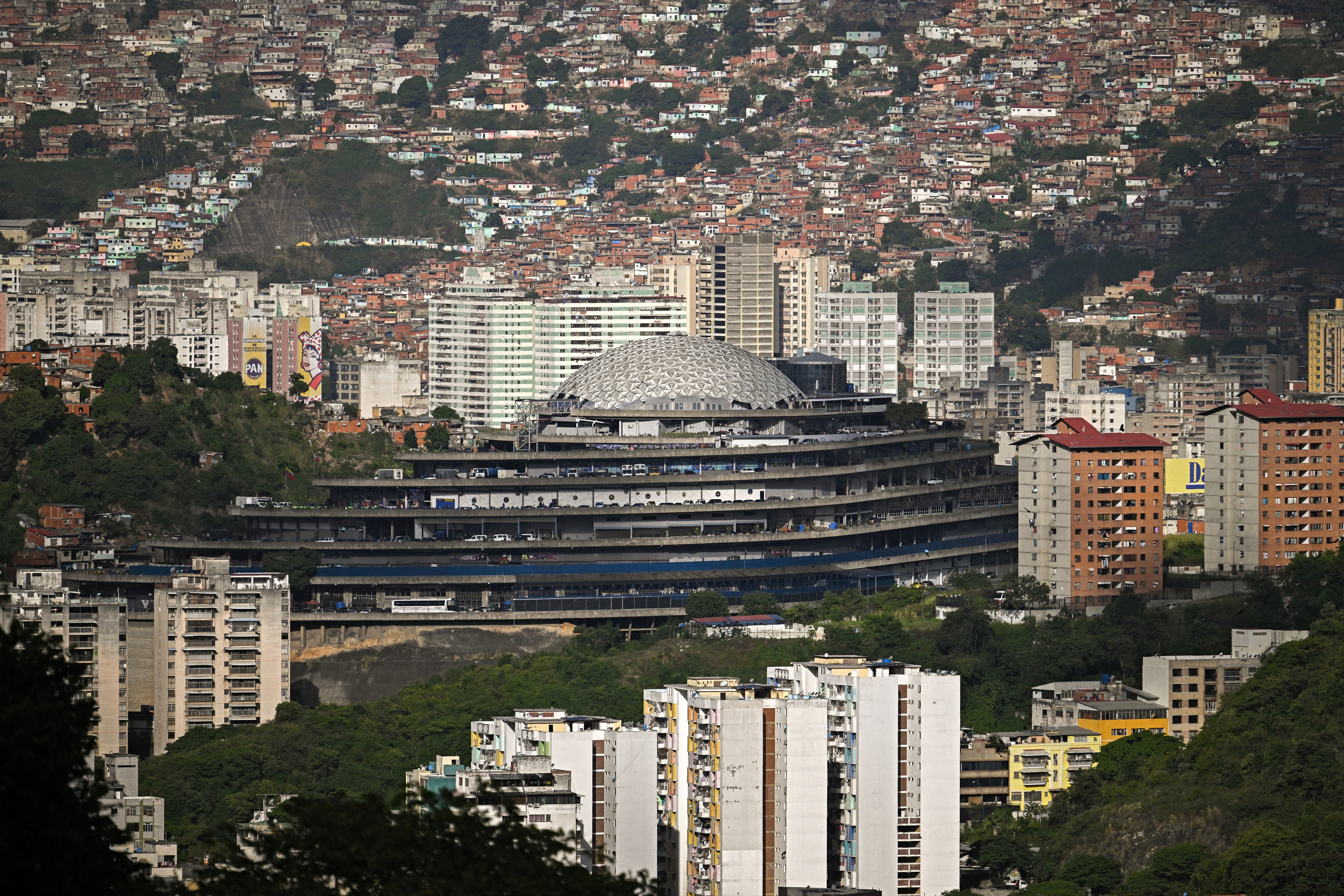 General view of El Helicoide building, the headquarters of the Bolivarian National Intelligence Service (SEBIN), in Caracas