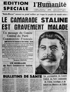 une de l'Humanité - Staline malade